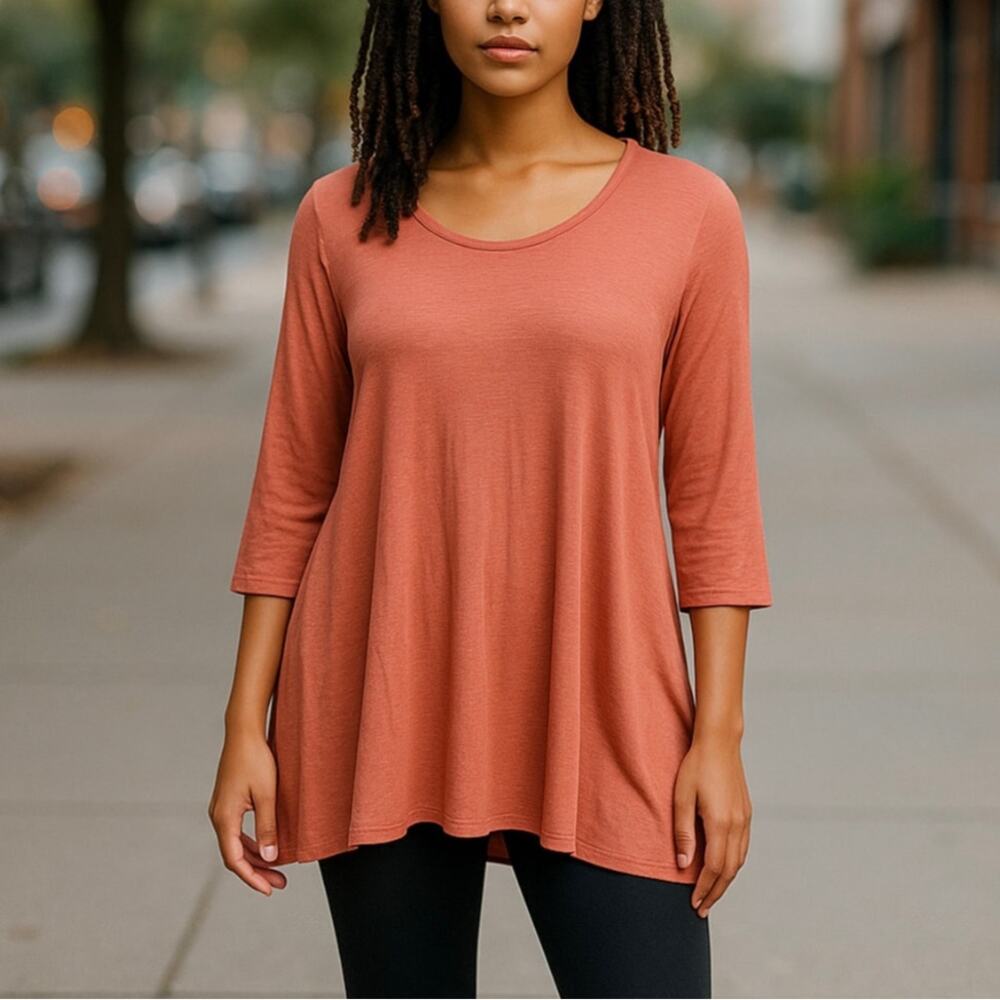 Peruvian Connection Coral Pink Avignon Tunic Top